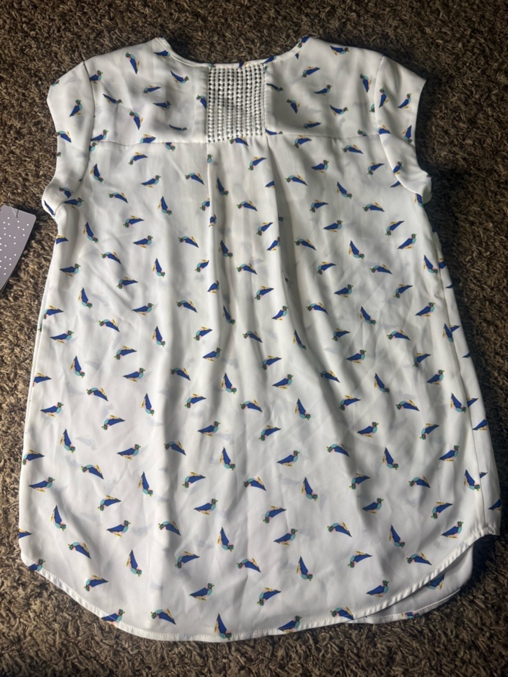 Daniel Rainn White Bird-Print Cap Sleeve Blouse - Picture 5 of 5